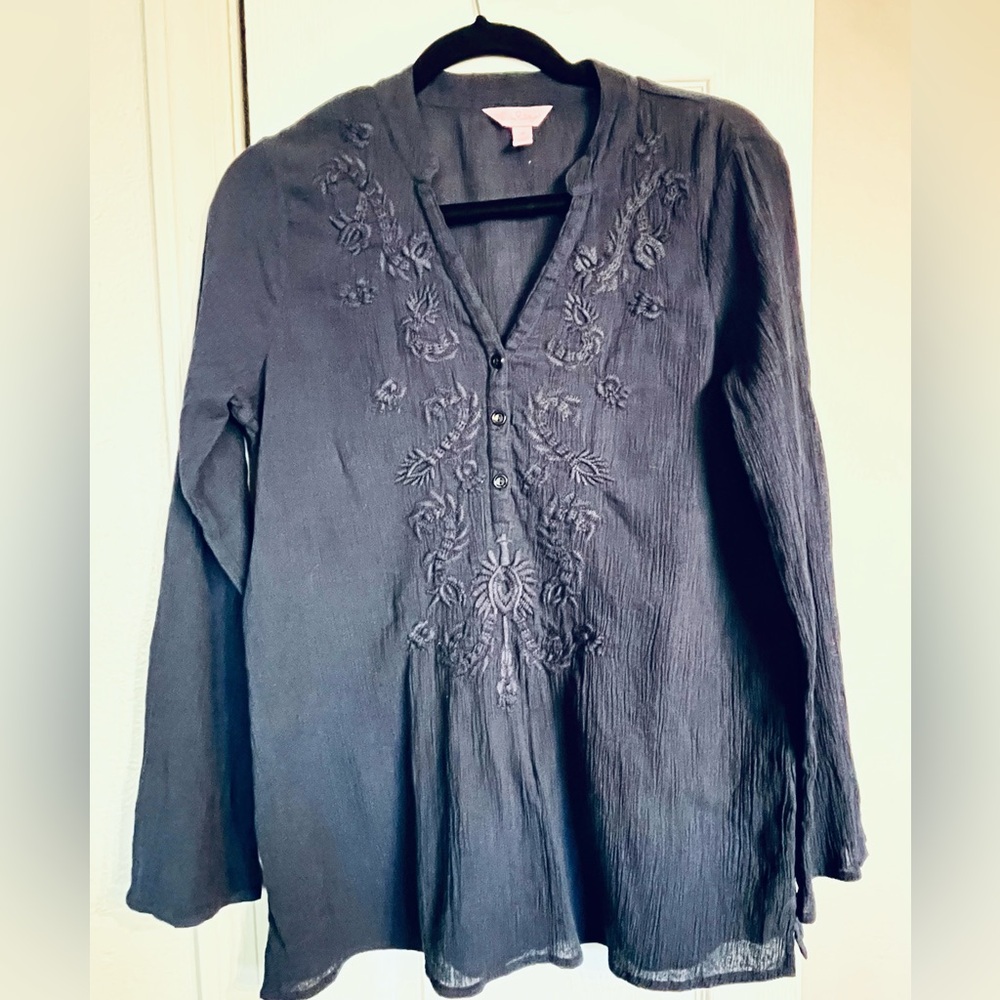 Lilly Pulitzer Navy Embroidered Tunic Size Medium